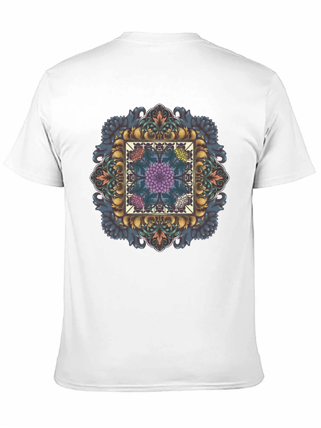 Ornate Floral Mandala Graphic Tee - Black