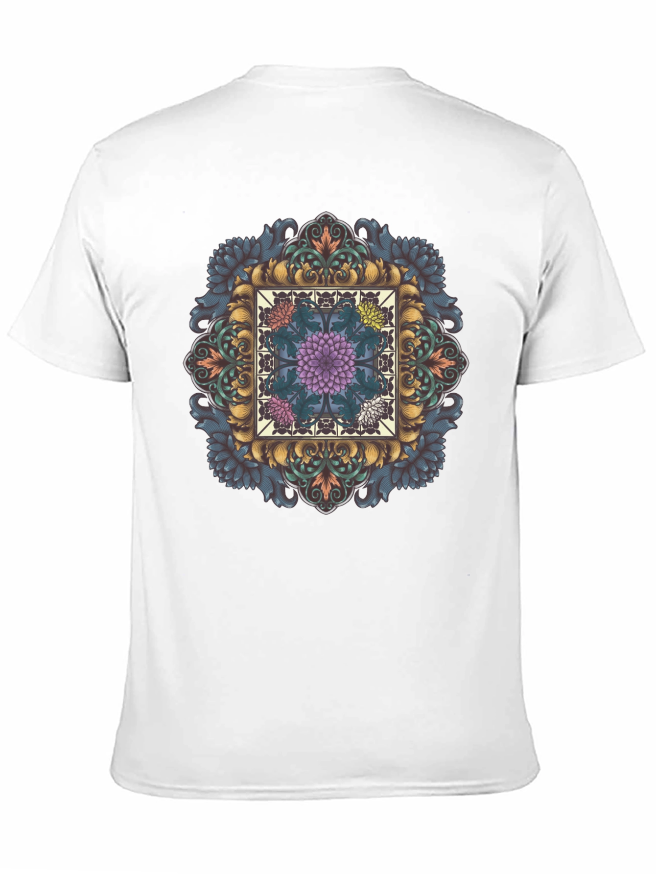 Ornate Floral Mandala Graphic Tee - Black