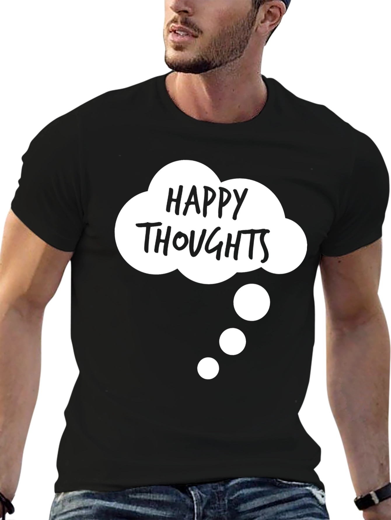 Happy Thoughts Black Graphic T-Shirt