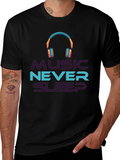 Music Never Sleeps Black Graphic Tee