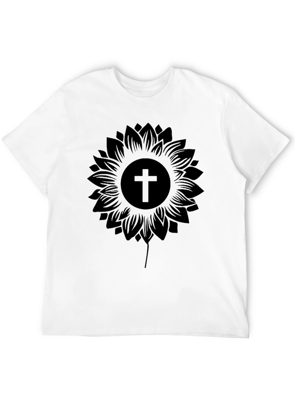 Sunflower Cross Graphic Black T-Shirt