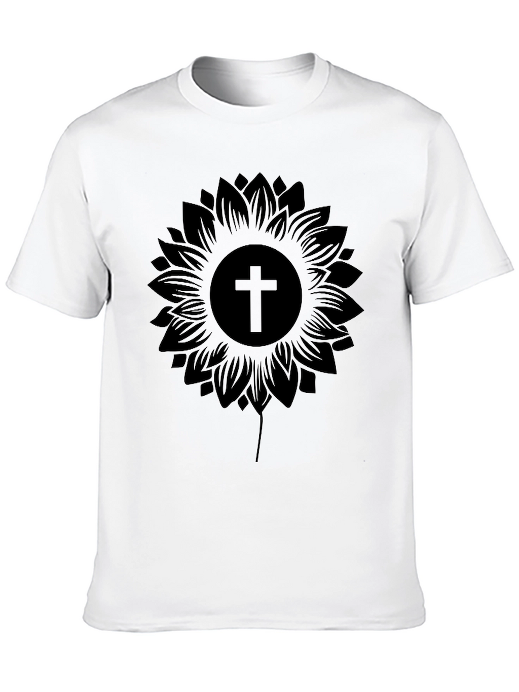 Sunflower Cross Graphic Black T-Shirt