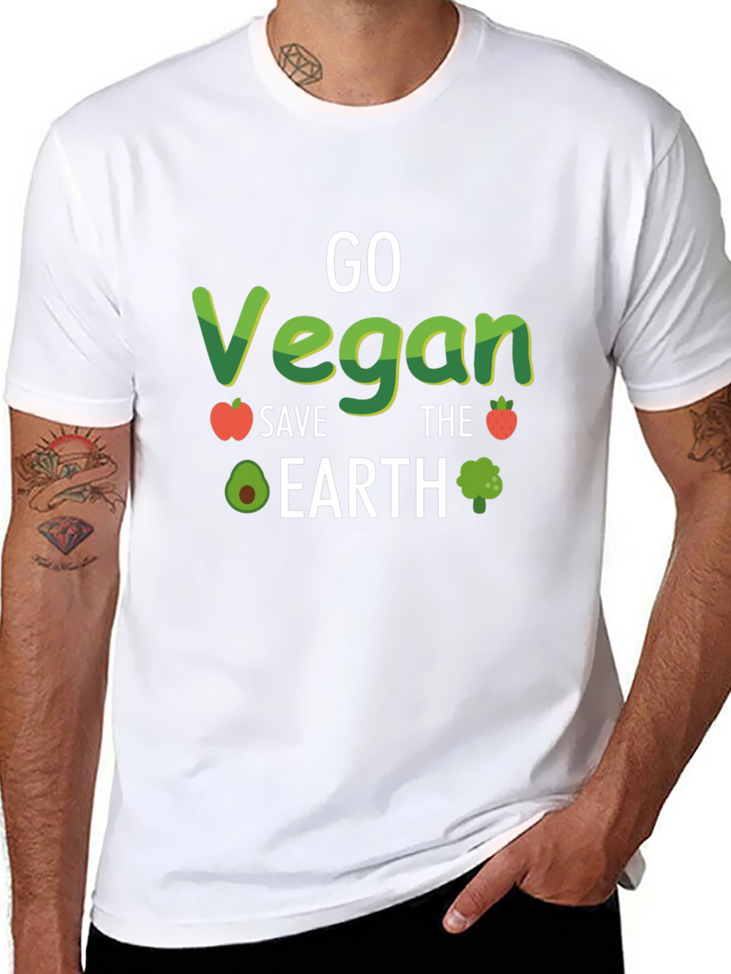 Go Vegan Save the Earth Black Tee