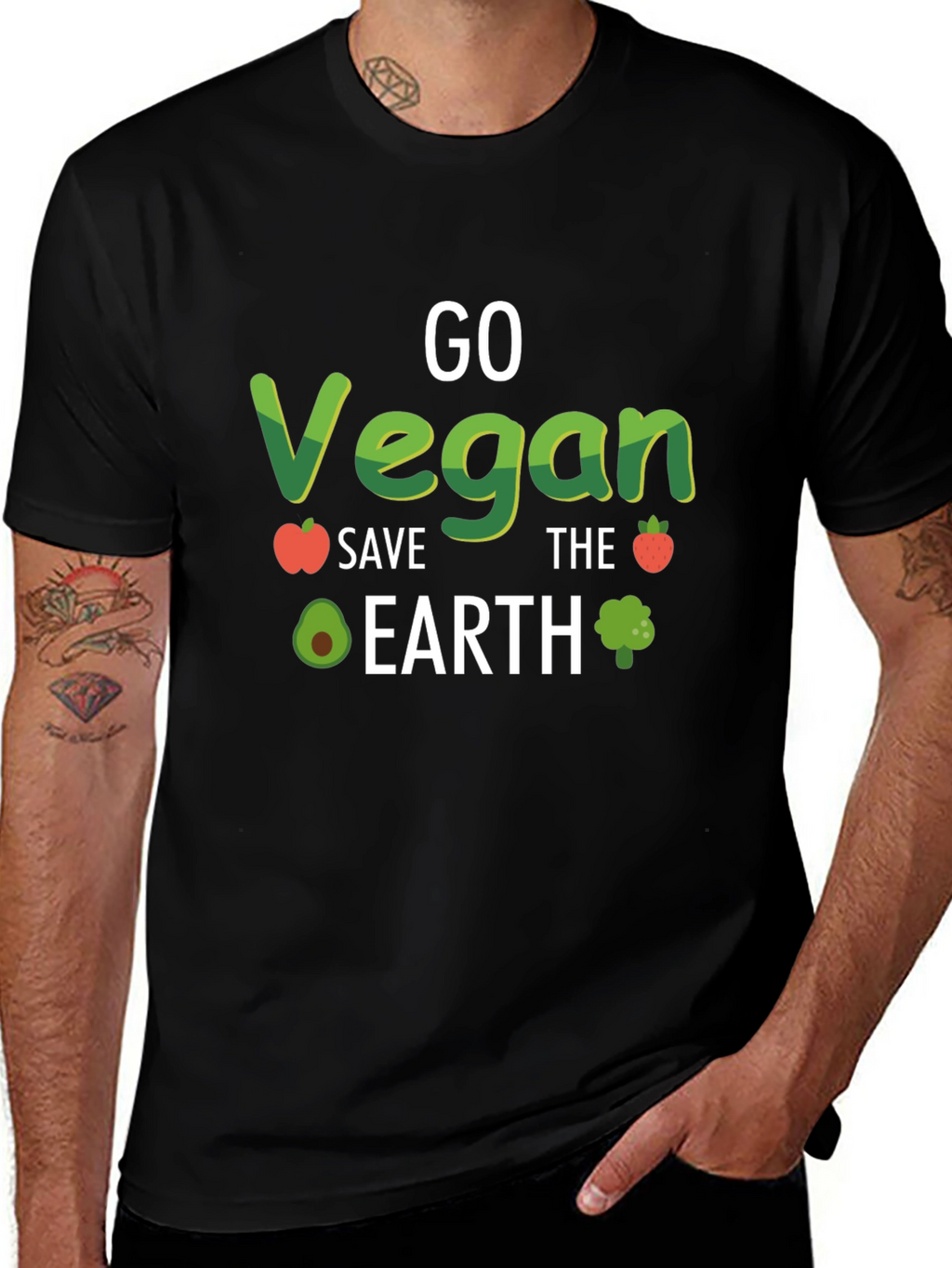 Go Vegan Save the Earth Black Tee