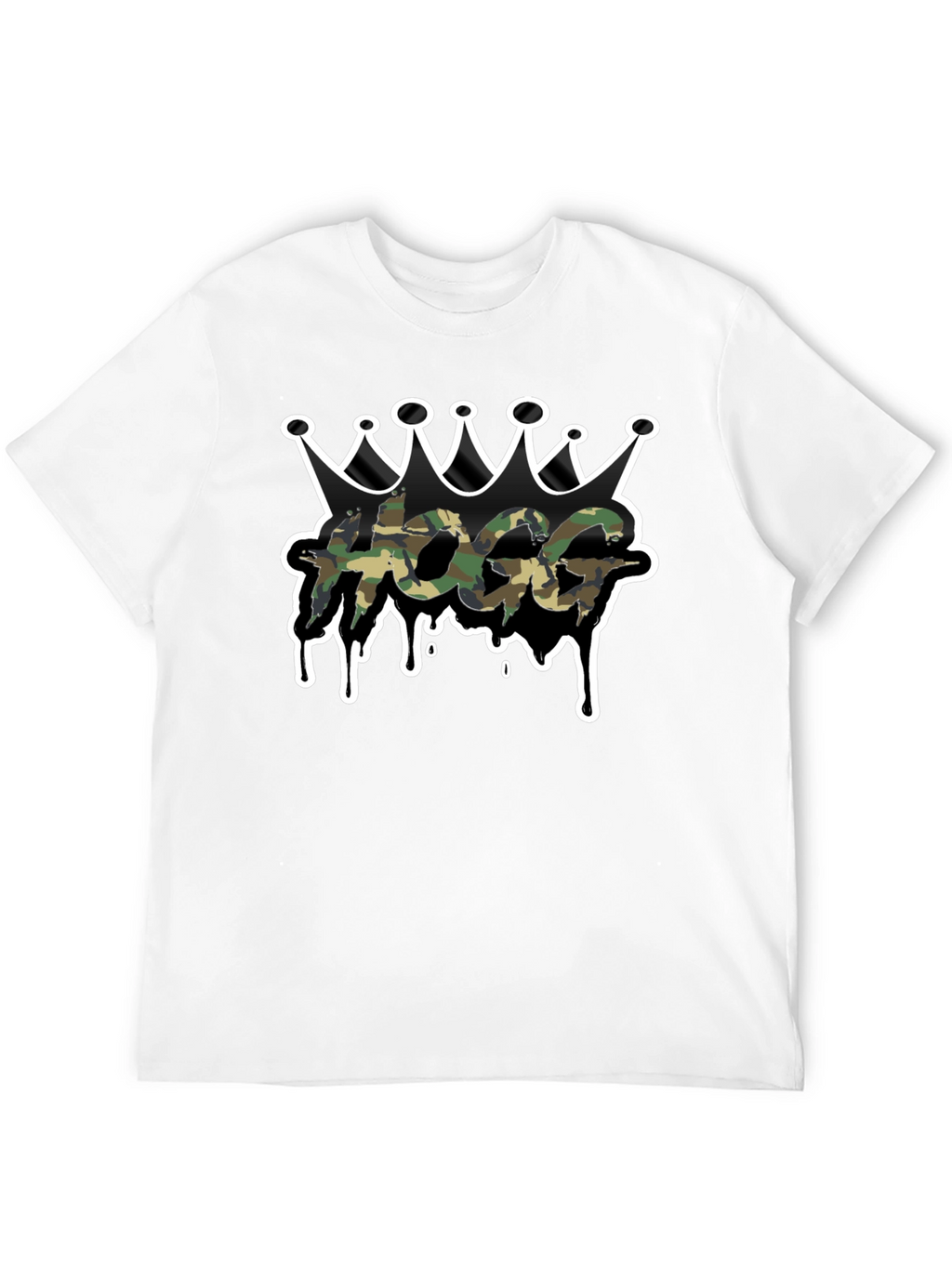HOGG Camo Crown Graphic Tee - Black Casual T-Shirt