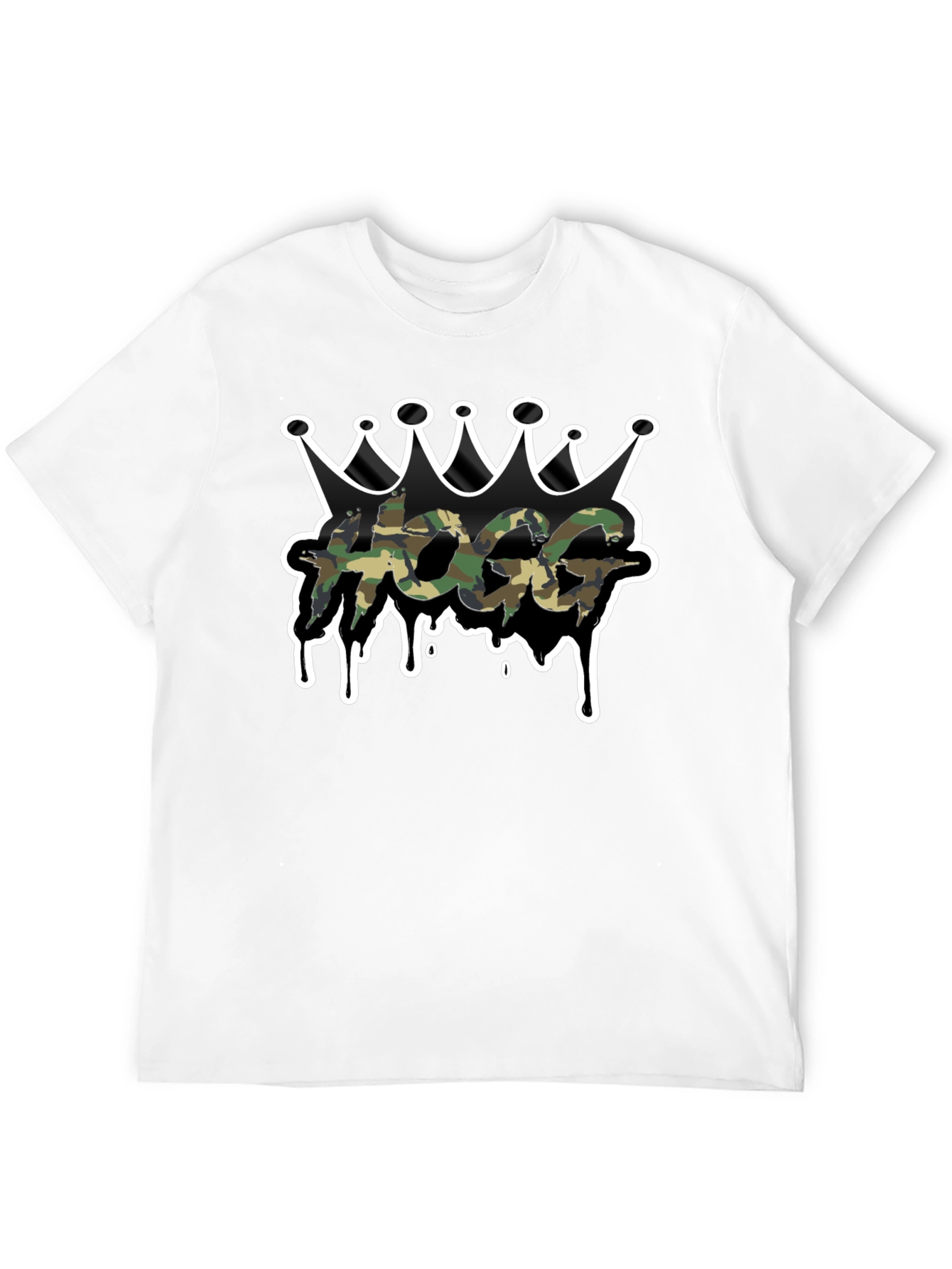 HOGG Camo Crown Graphic Tee - Black Casual T-Shirt