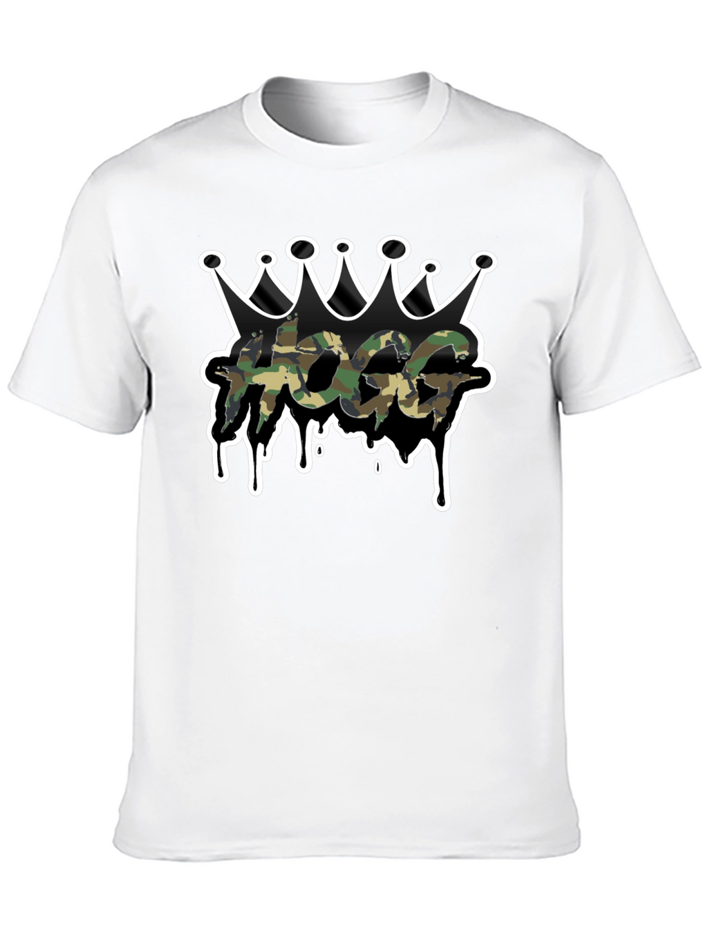 HOGG Camo Crown Graphic Tee - Black Casual T-Shirt