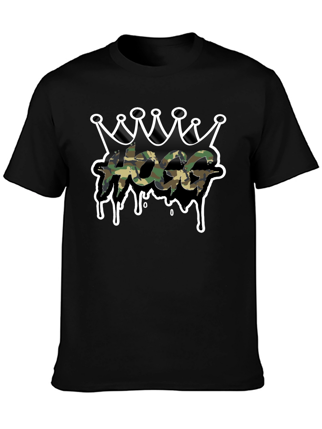 HOGG Camo Crown Graphic Tee - Black Casual T-Shirt