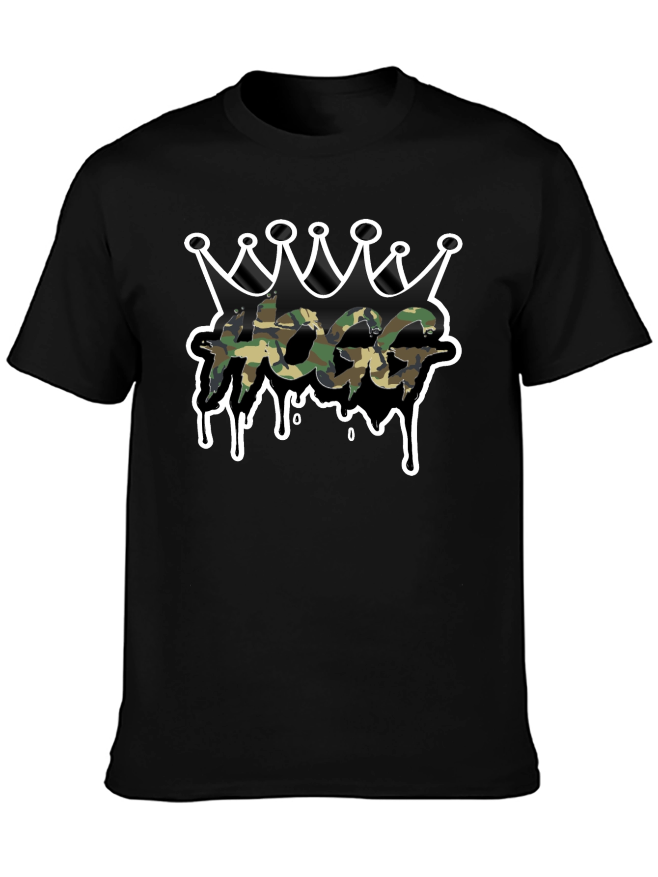 HOGG Camo Crown Graphic Tee - Black Casual T-Shirt