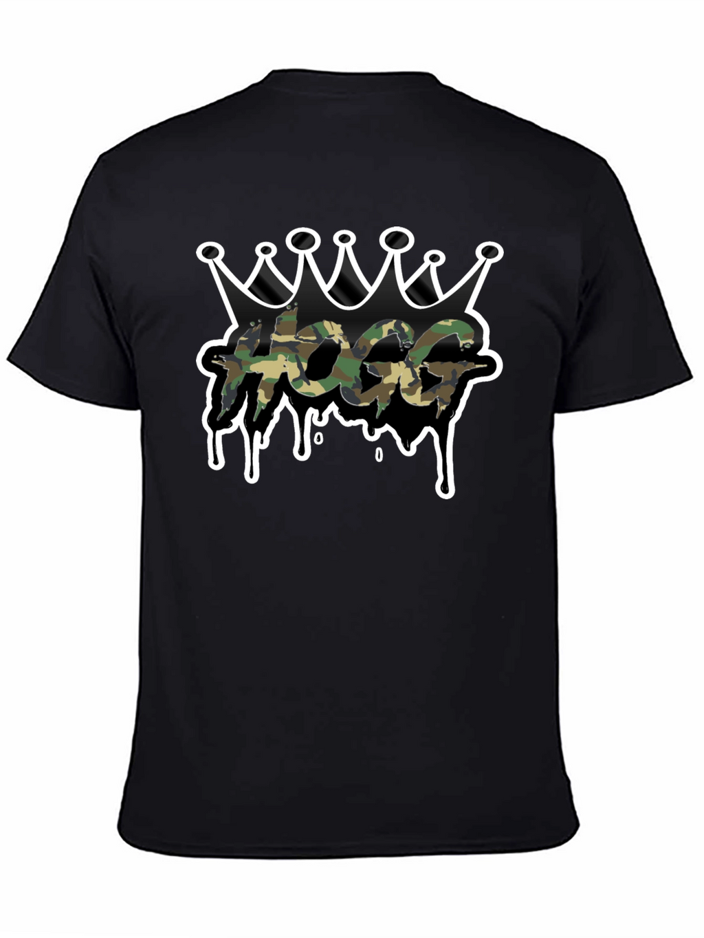 HOGG Camo Crown Graphic Tee - Black Casual T-Shirt