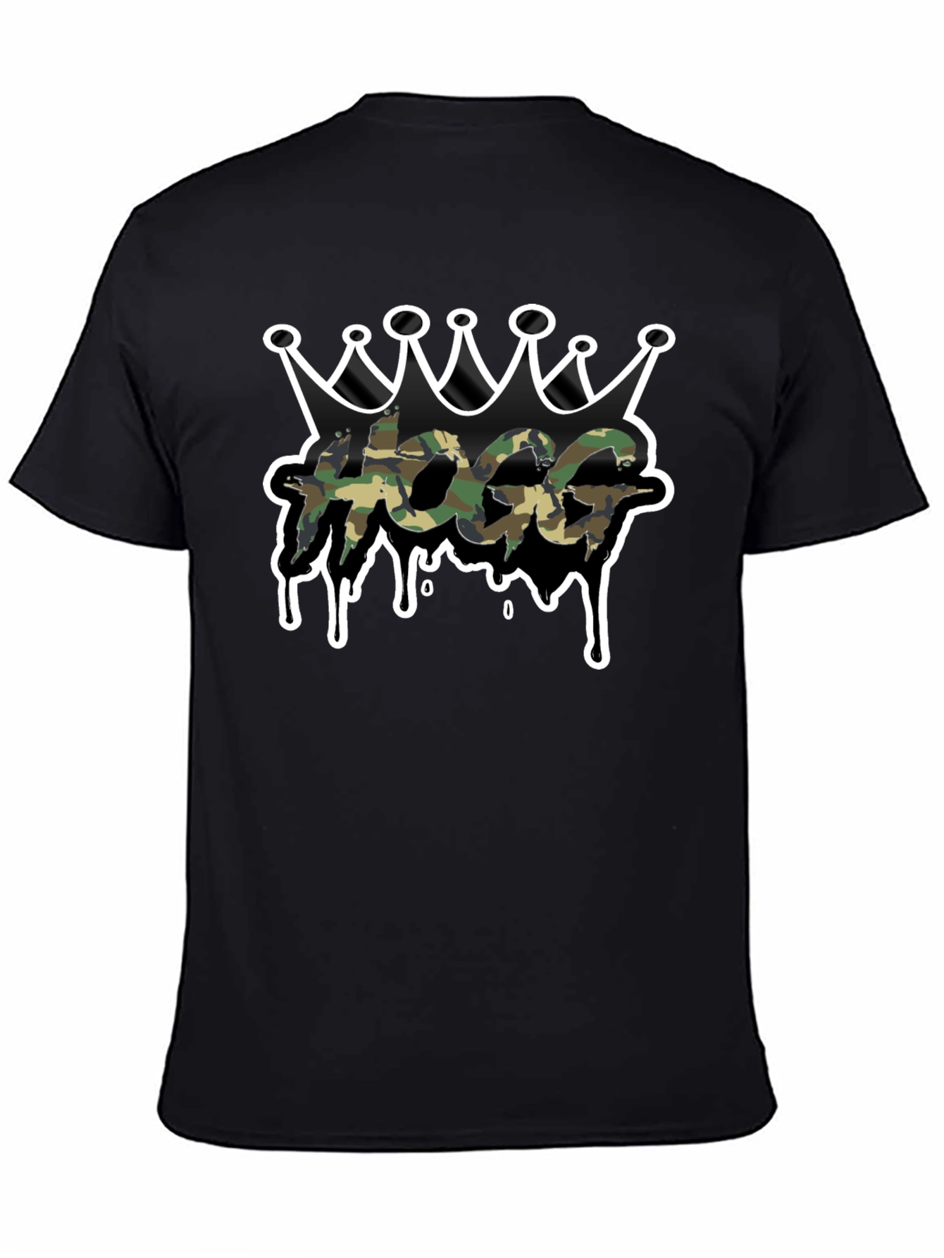 HOGG Camo Crown Graphic Tee - Black Casual T-Shirt