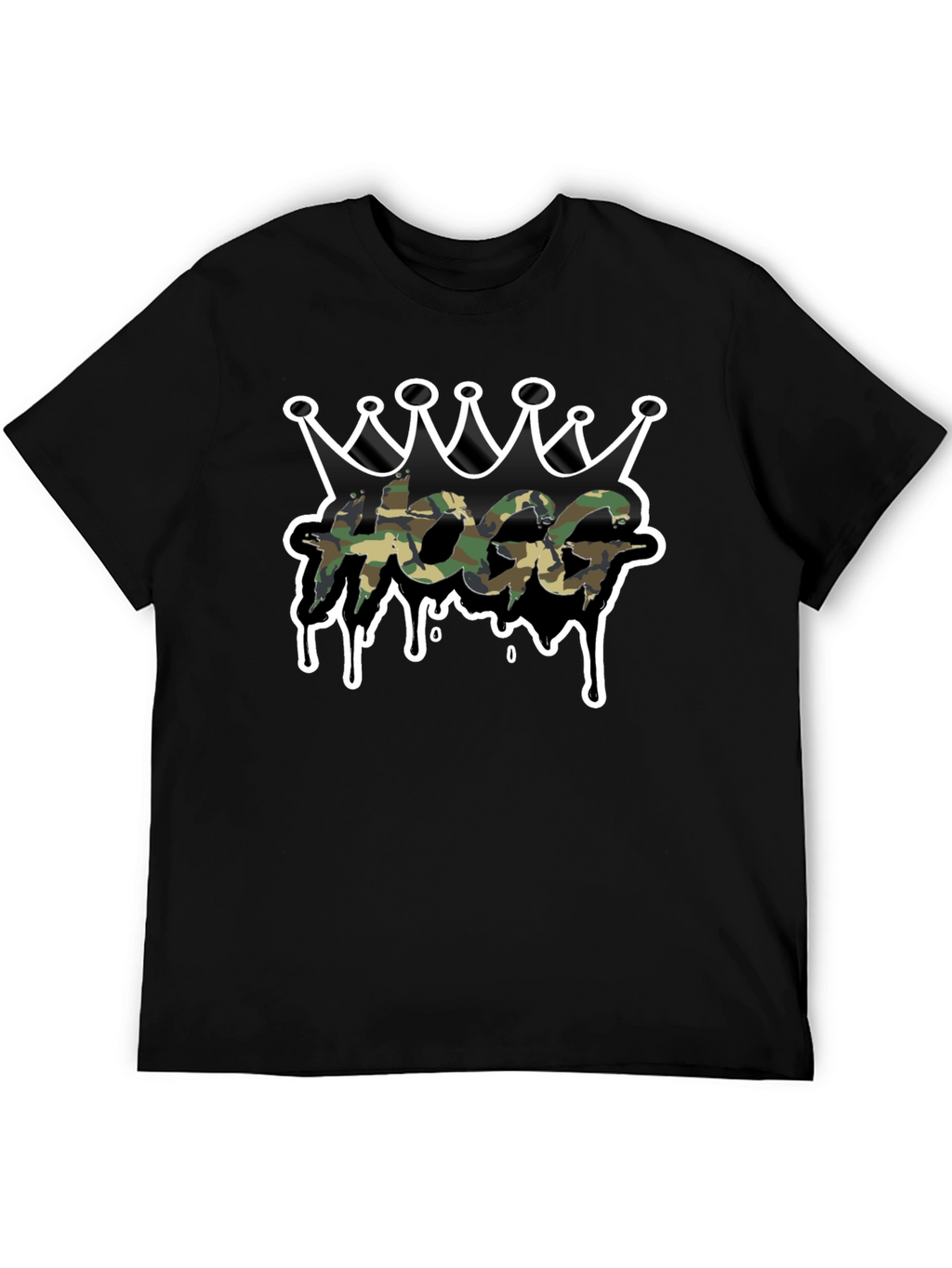 HOGG Camo Crown Graphic Tee - Black Casual T-Shirt