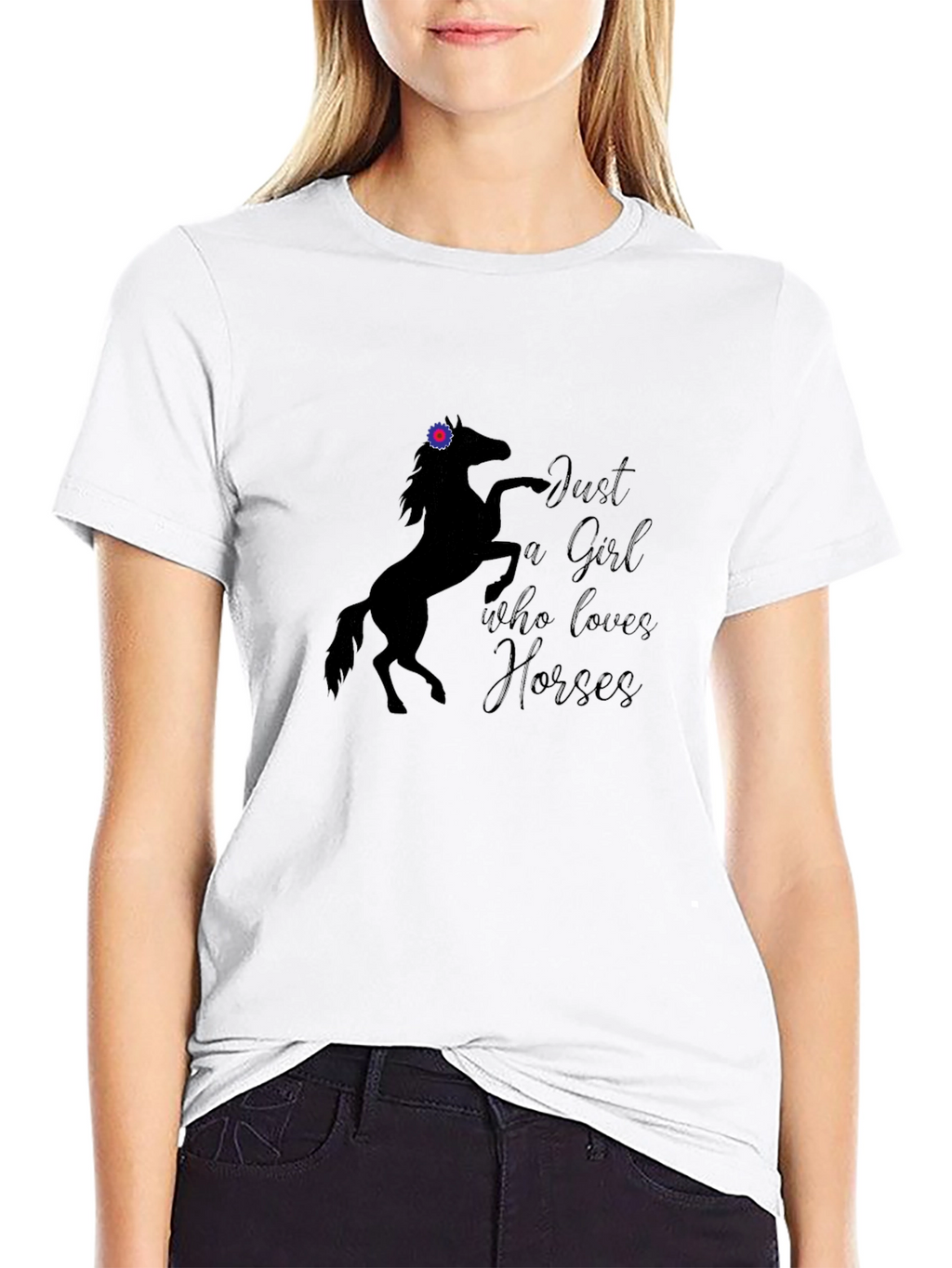 Just a Girl Who Loves Horses Black T-Shirt