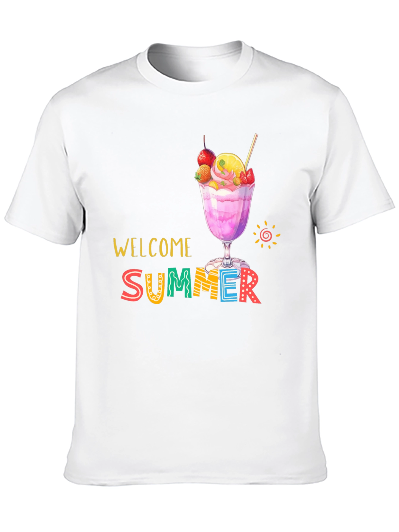 Welcome Summer Graphic Print Black T-Shirt