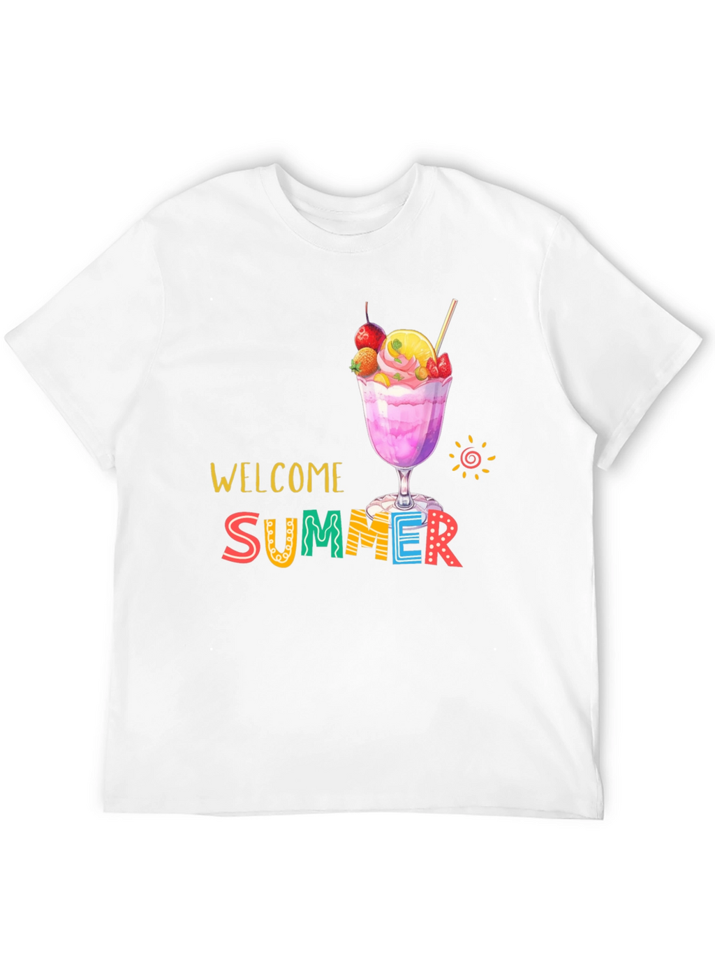 Welcome Summer Graphic Print Black T-Shirt