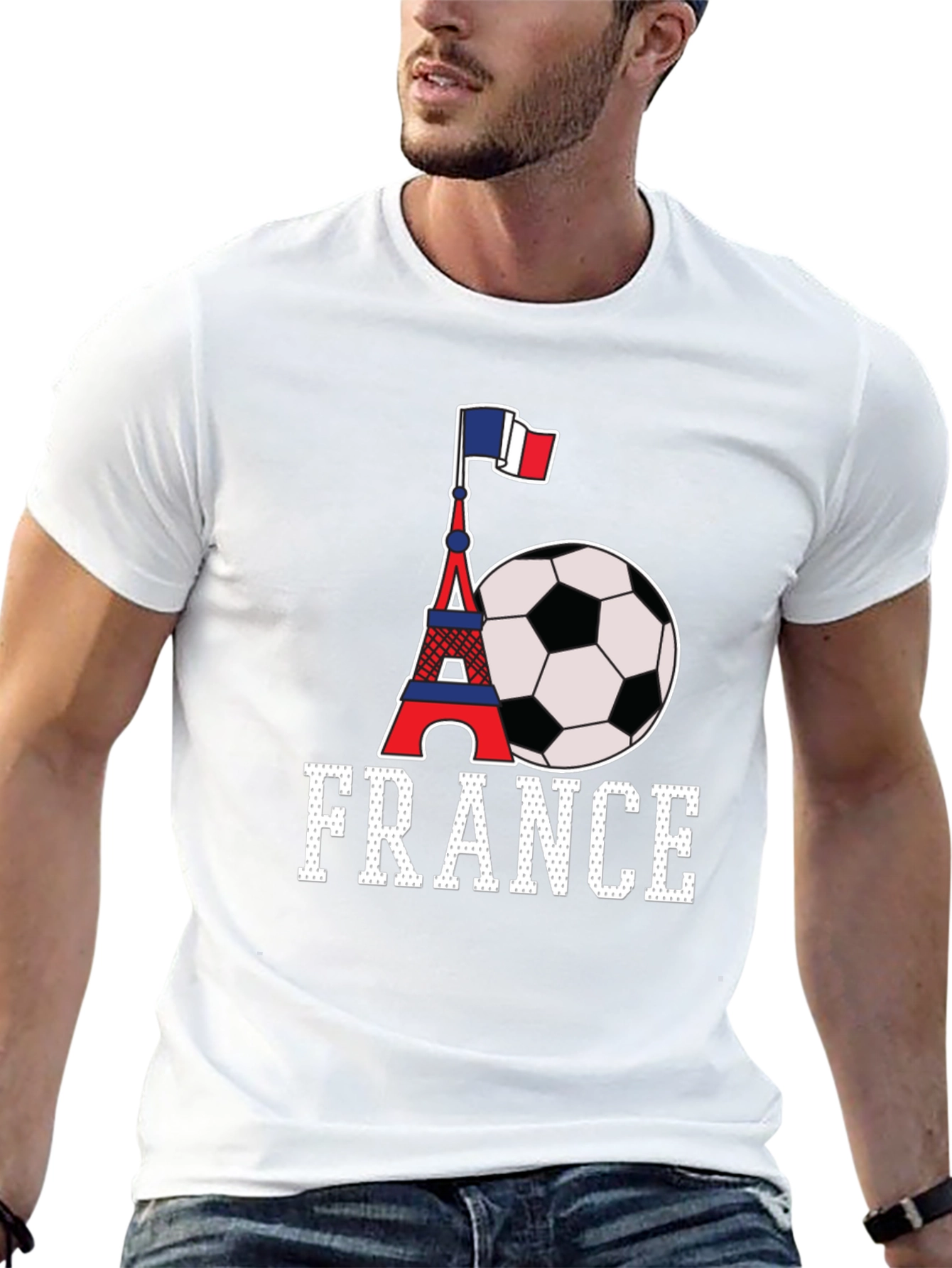 France Soccer T-Shirt: Eiffel Tower & Flag