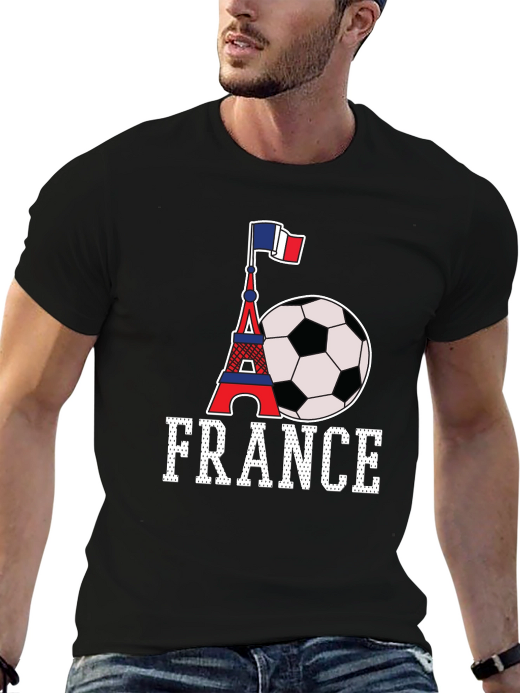 France Soccer T-Shirt: Eiffel Tower & Flag