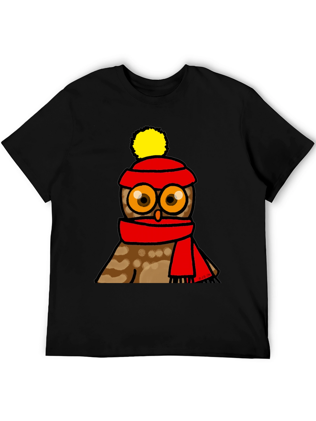 Cute Owl in Hat & Scarf Graphic T-Shirt