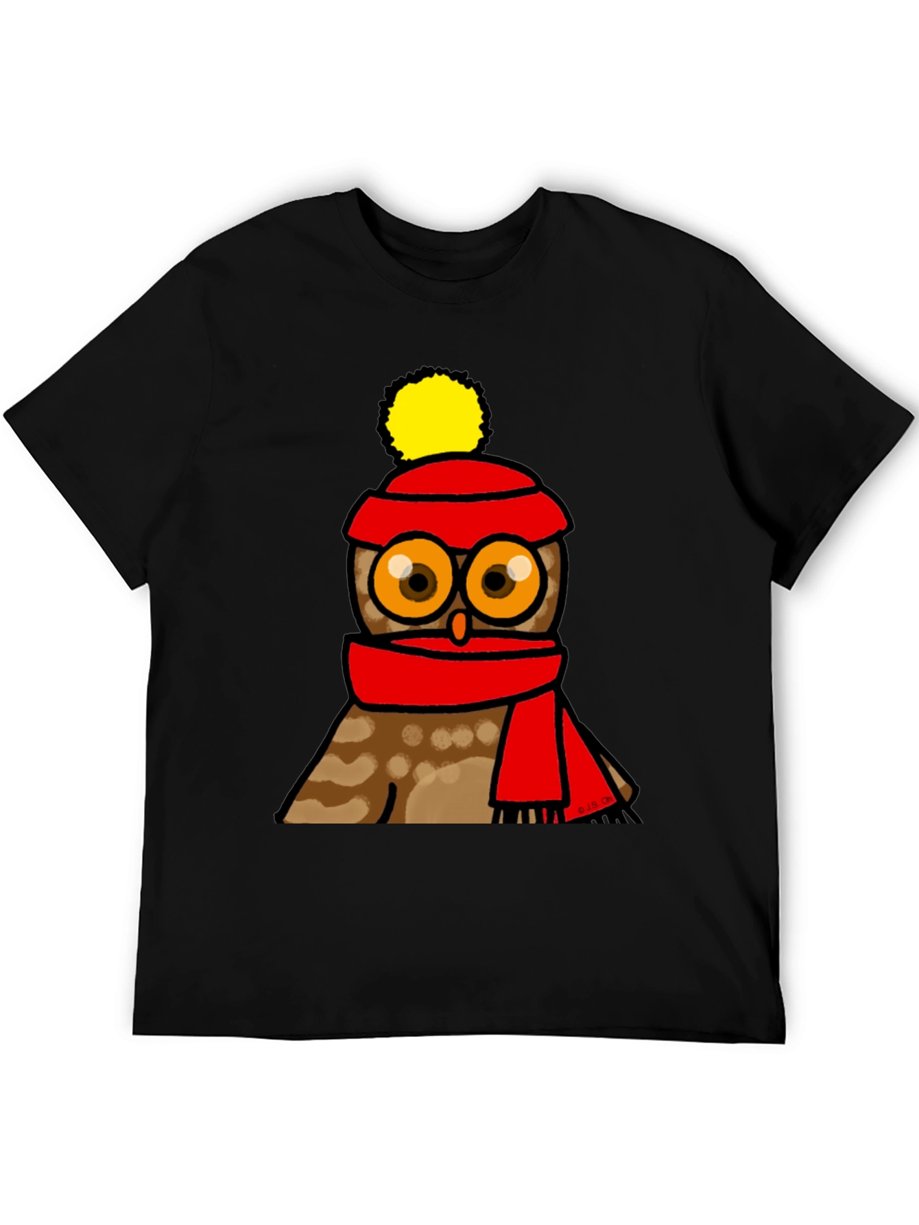 Cute Owl in Hat & Scarf Graphic T-Shirt