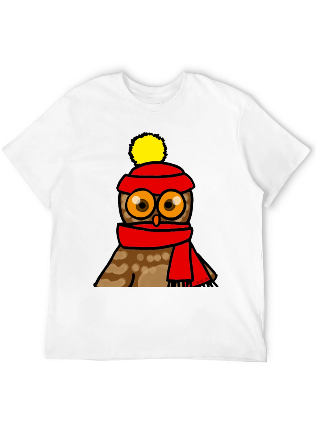 Cute Owl in Hat & Scarf Graphic T-Shirt