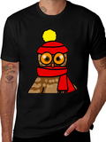 Cute Owl in Hat & Scarf Graphic T-Shirt
