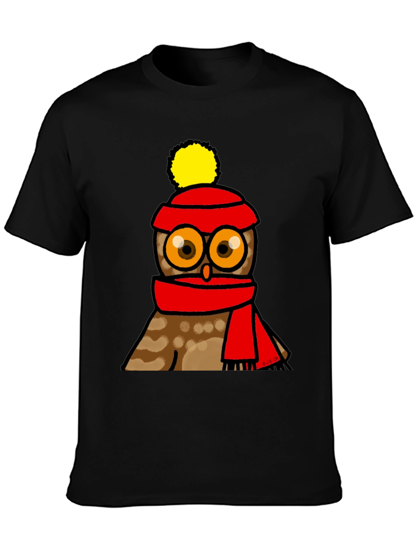 Cute Owl in Hat & Scarf Graphic T-Shirt