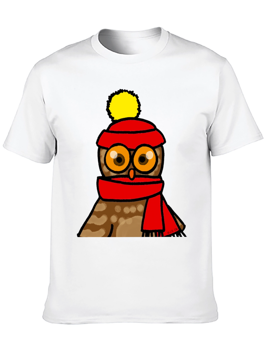 Cute Owl in Hat & Scarf Graphic T-Shirt