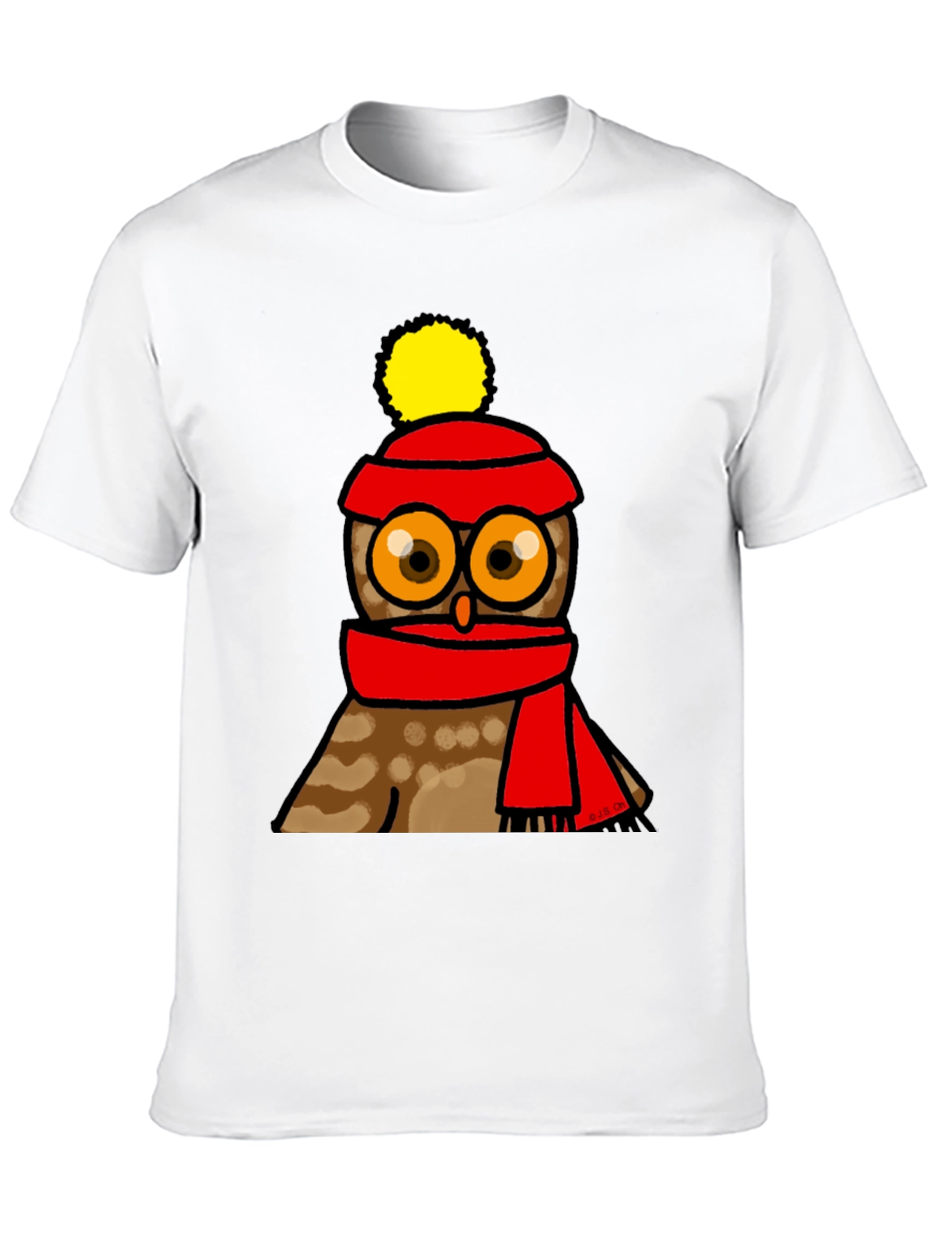 Cute Owl in Hat & Scarf Graphic T-Shirt