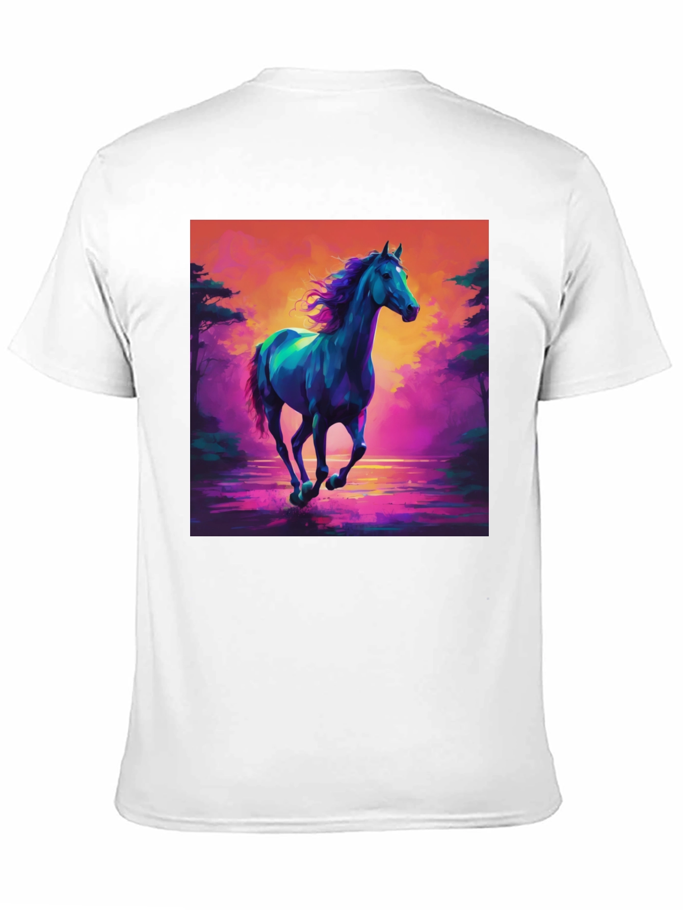Vibrant Horse Graphic Tee - Mens Black T-Shirt