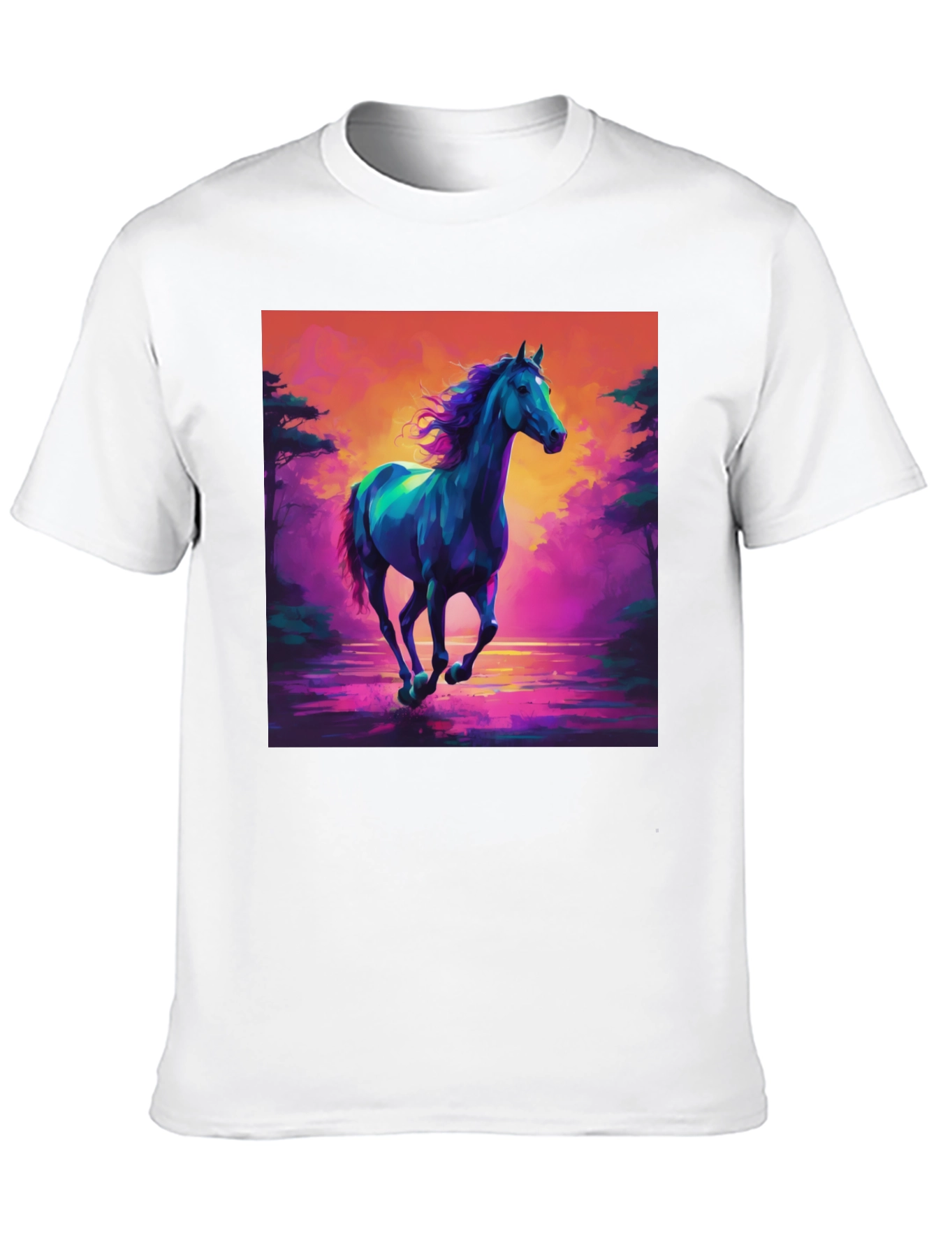 Vibrant Horse Graphic Tee - Mens Black T-Shirt