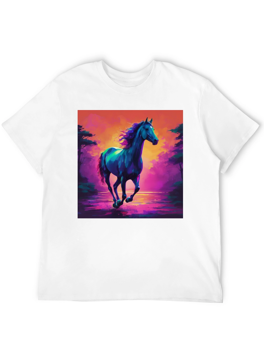 Vibrant Horse Graphic Tee - Mens Black T-Shirt