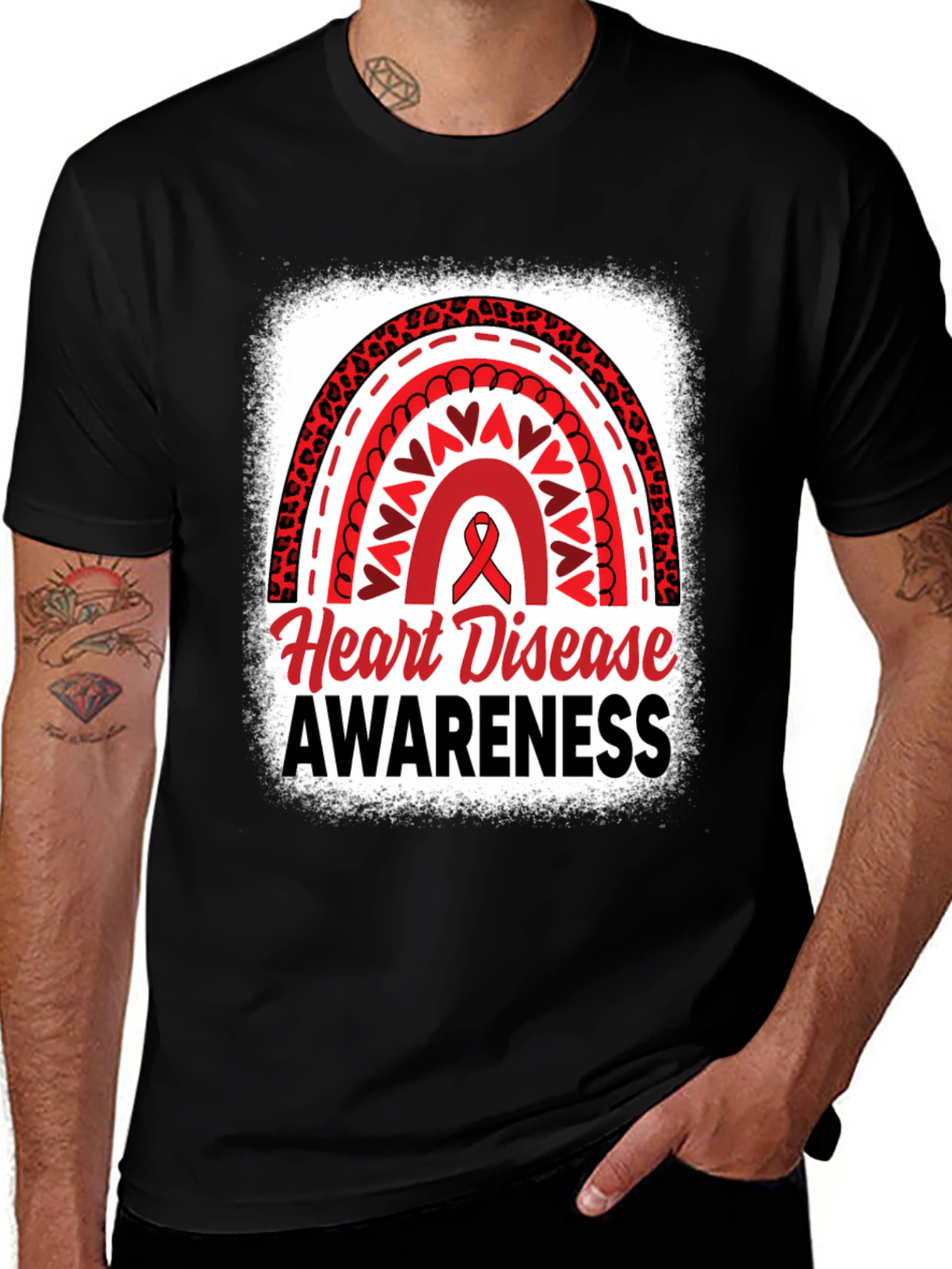 Heart Disease Awareness Black T-Shirt