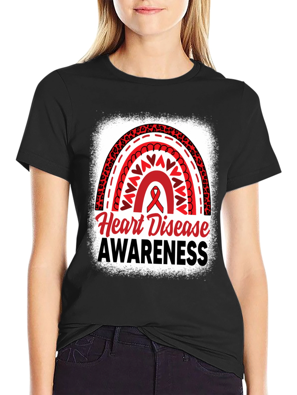 Heart Disease Awareness Black T-Shirt