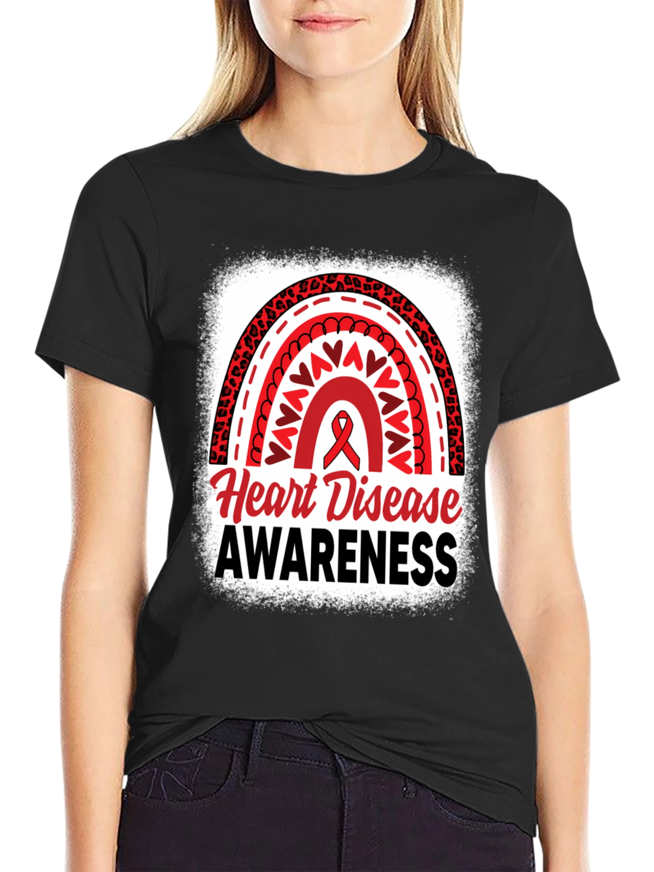 Heart Disease Awareness Black T-Shirt
