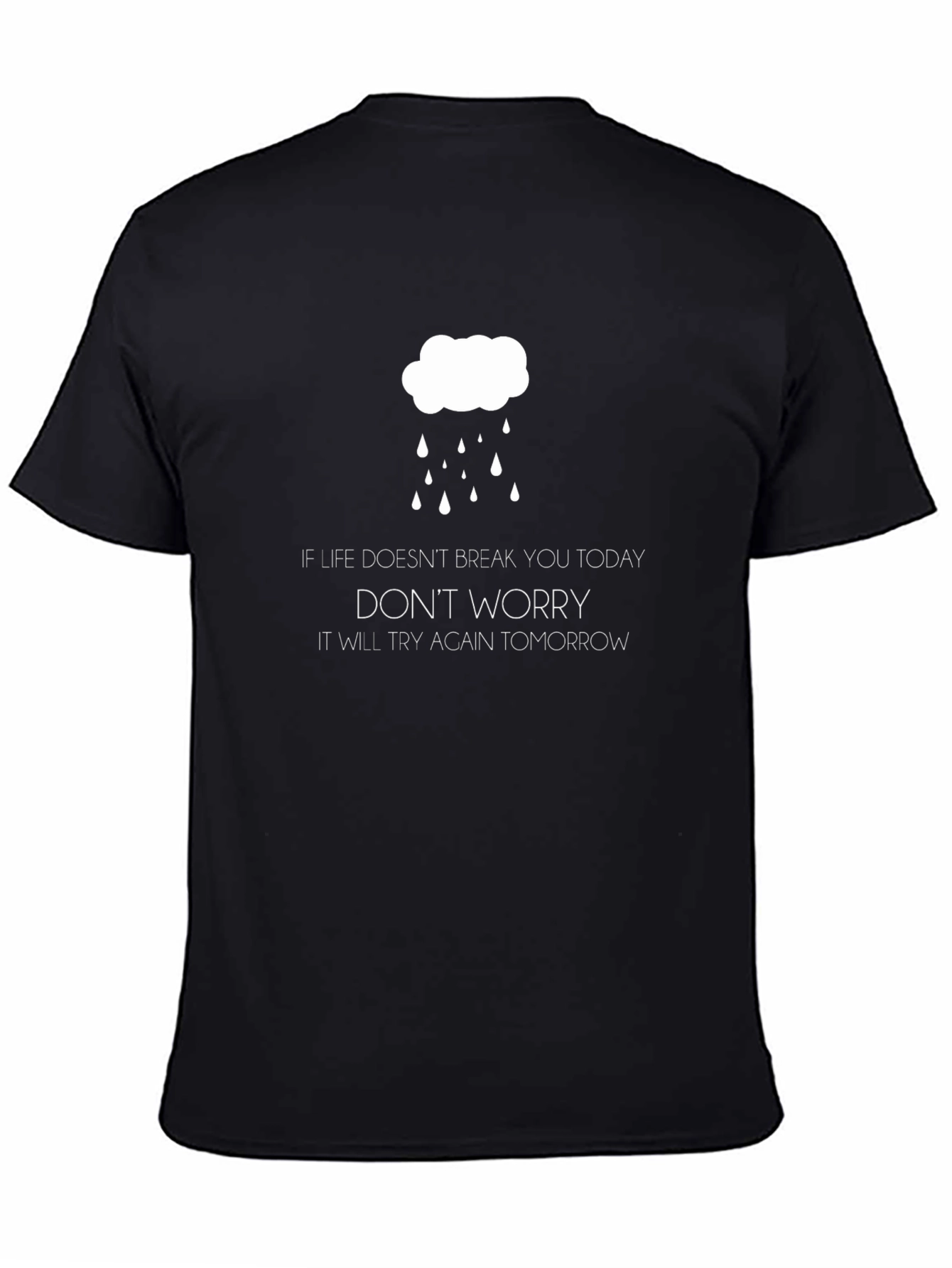 Humorous Dont Worry Graphic Tee - Black