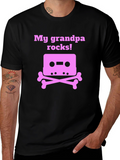 Grandpa Rocks T-Shirt Cassette Tape Bones Funny Gift
