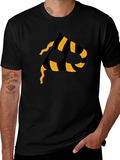 Striped P Graphic Black T-Shirt