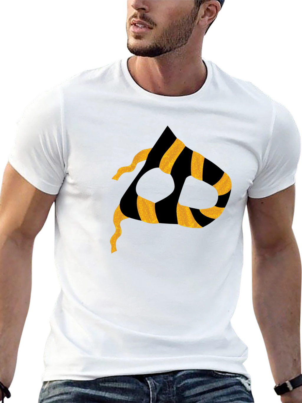 Striped P Graphic Black T-Shirt