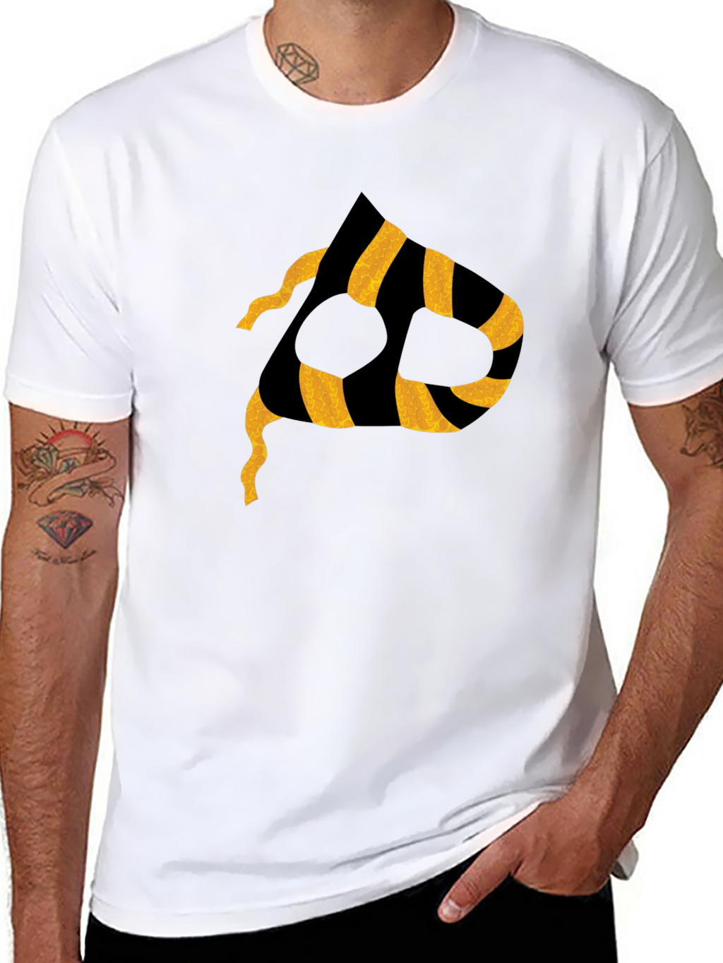 Striped P Graphic Black T-Shirt