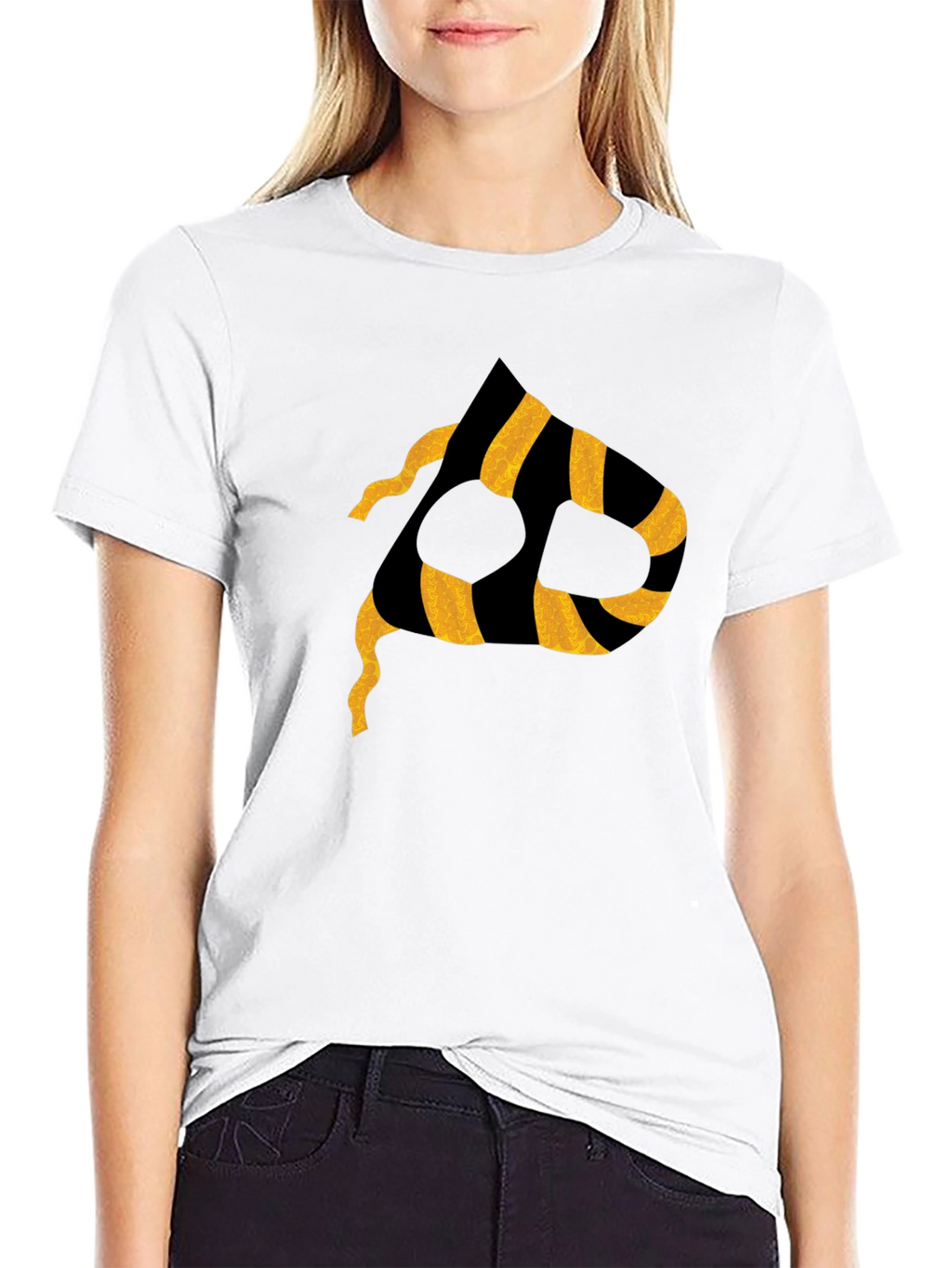 Striped P Graphic Black T-Shirt