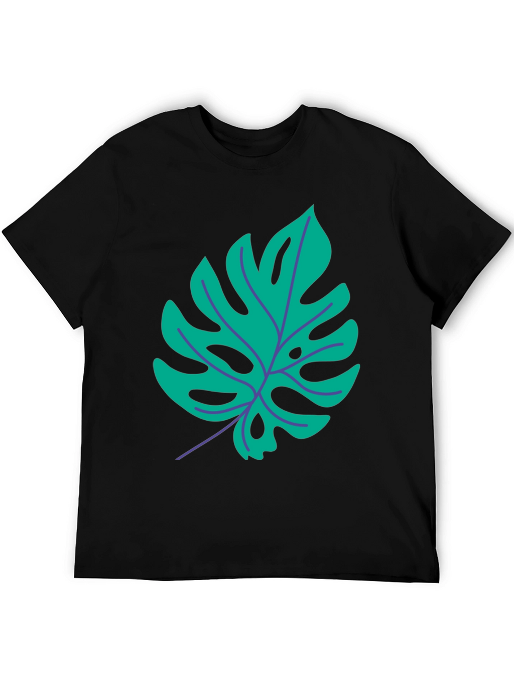 Tropical Monstera Leaf Graphic Tee - Stylish Black T-Shirt