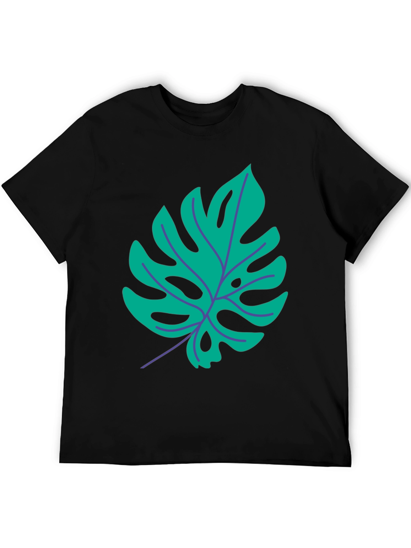 Tropical Monstera Leaf Graphic Tee - Stylish Black T-Shirt