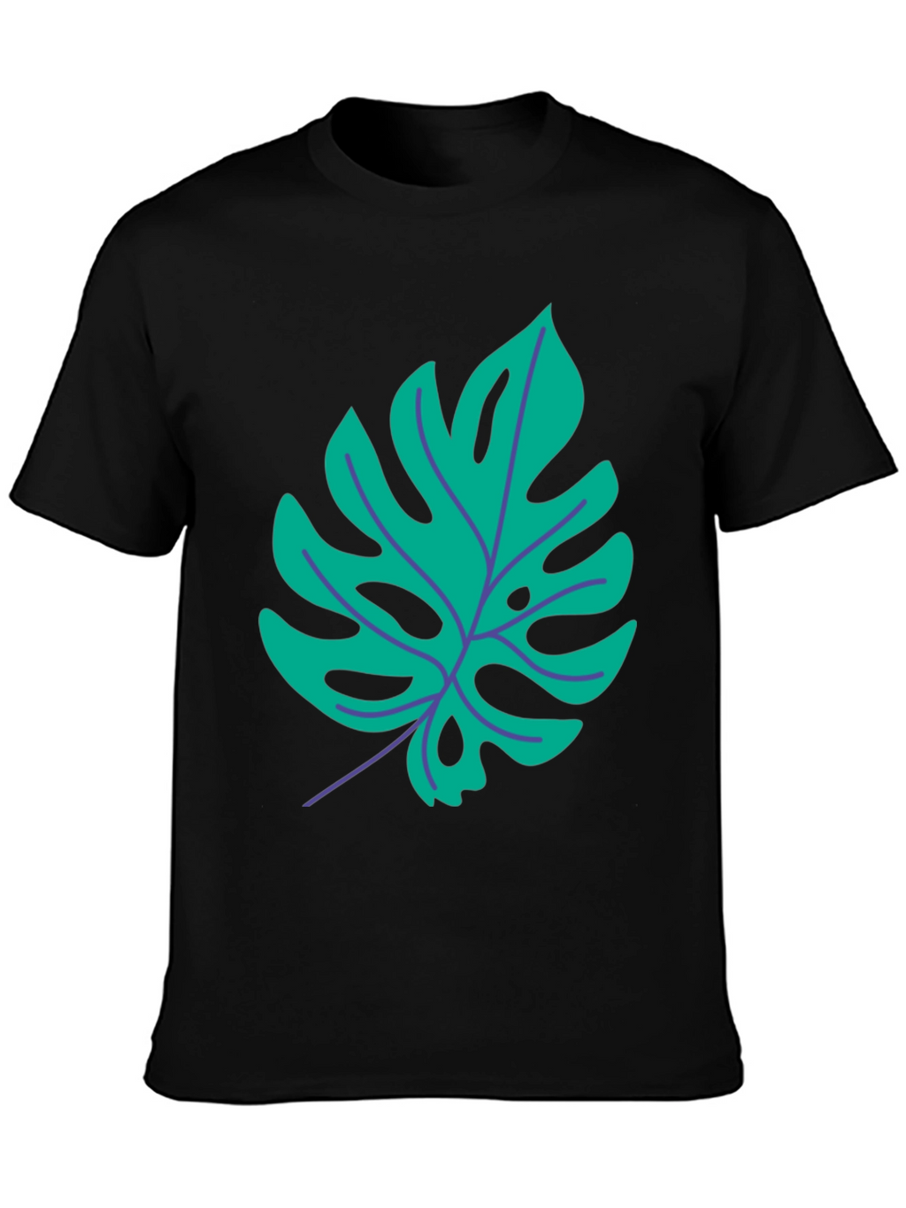 Tropical Monstera Leaf Graphic Tee - Stylish Black T-Shirt
