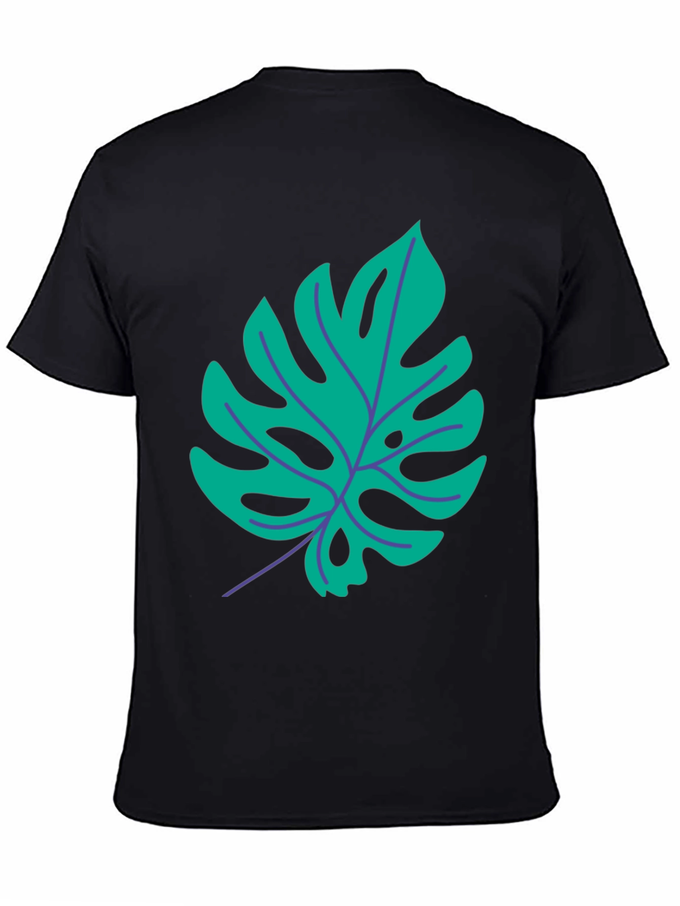 Tropical Monstera Leaf Graphic Tee - Stylish Black T-Shirt
