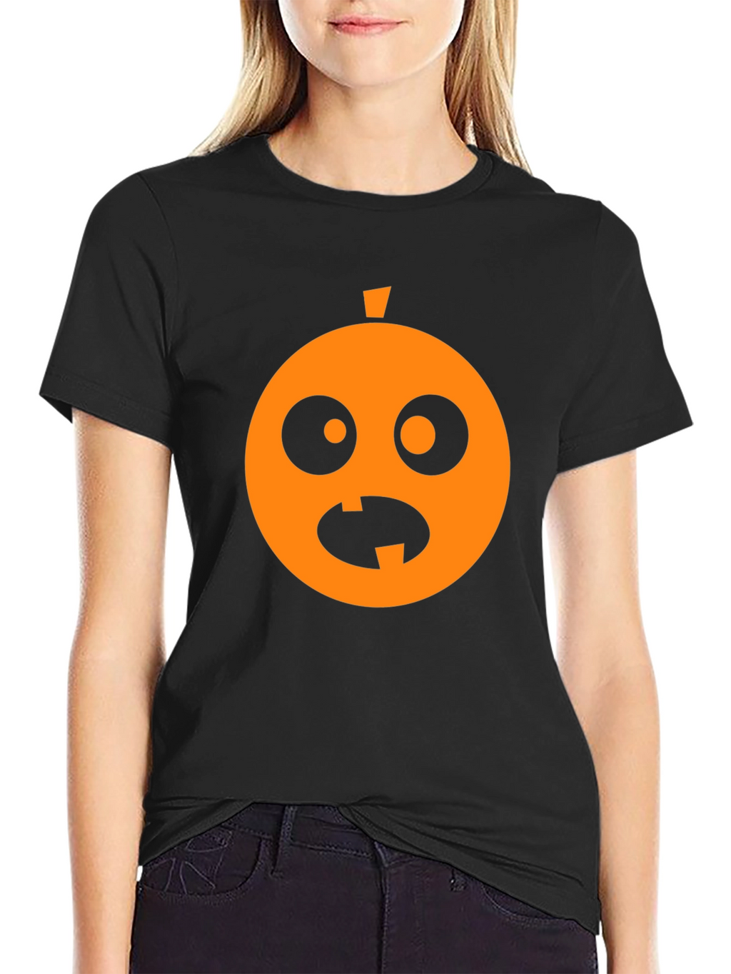 Funny Halloween Pumpkin Face Black T-Shirt
