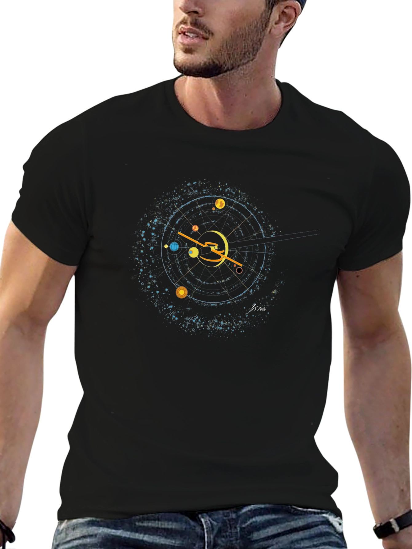 Celestial Orbit Graphic Black T-Shirt