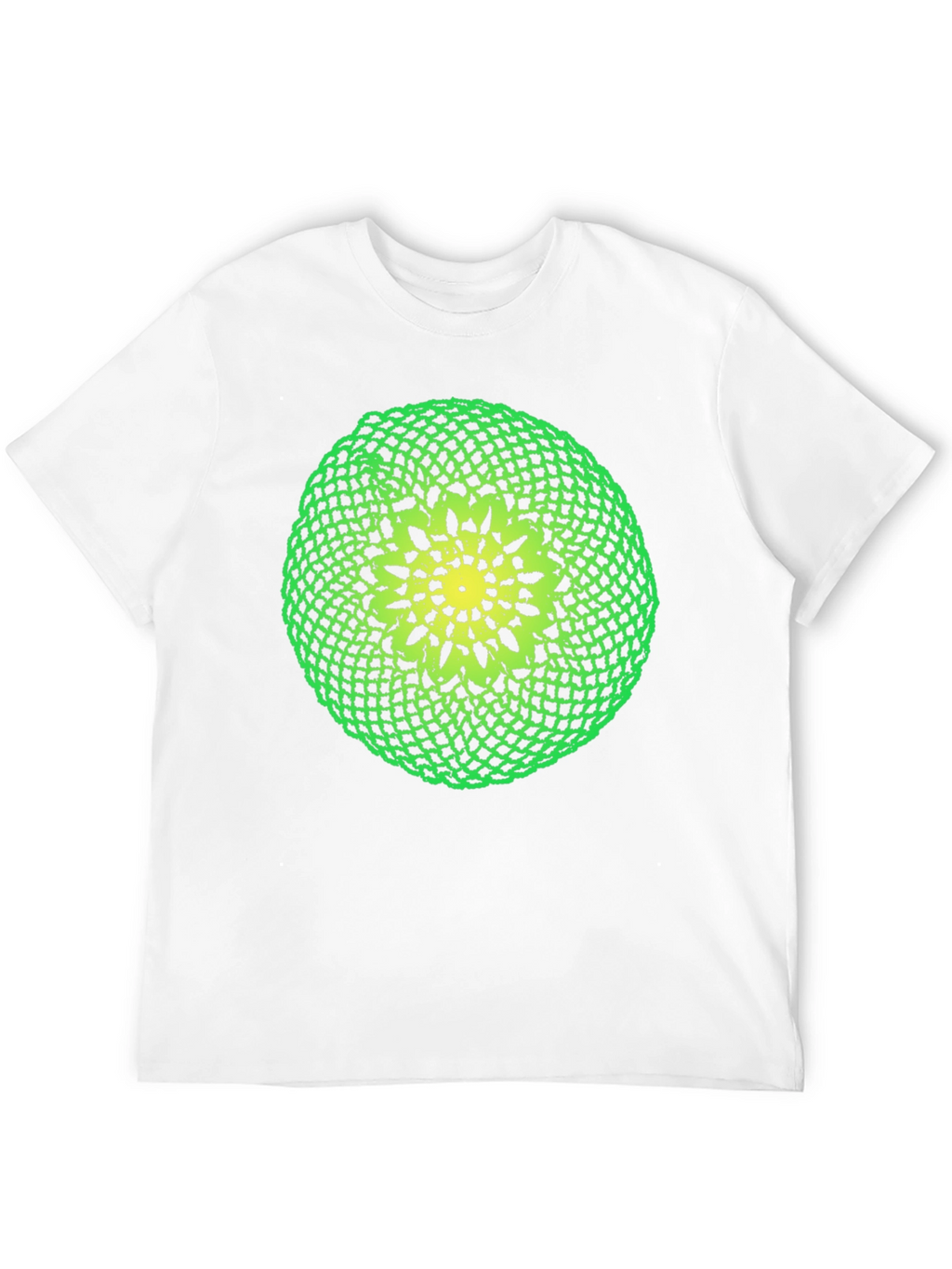 Black T-Shirt with Green and Yellow Crochet Design