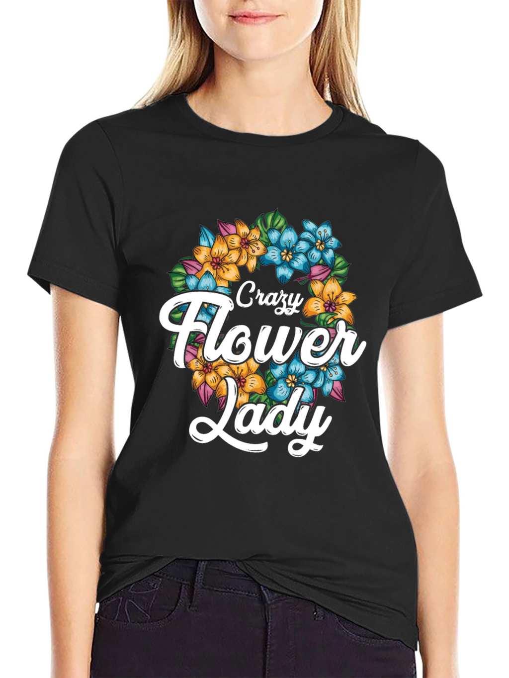 Crazy Flower Lady Graphic Tee