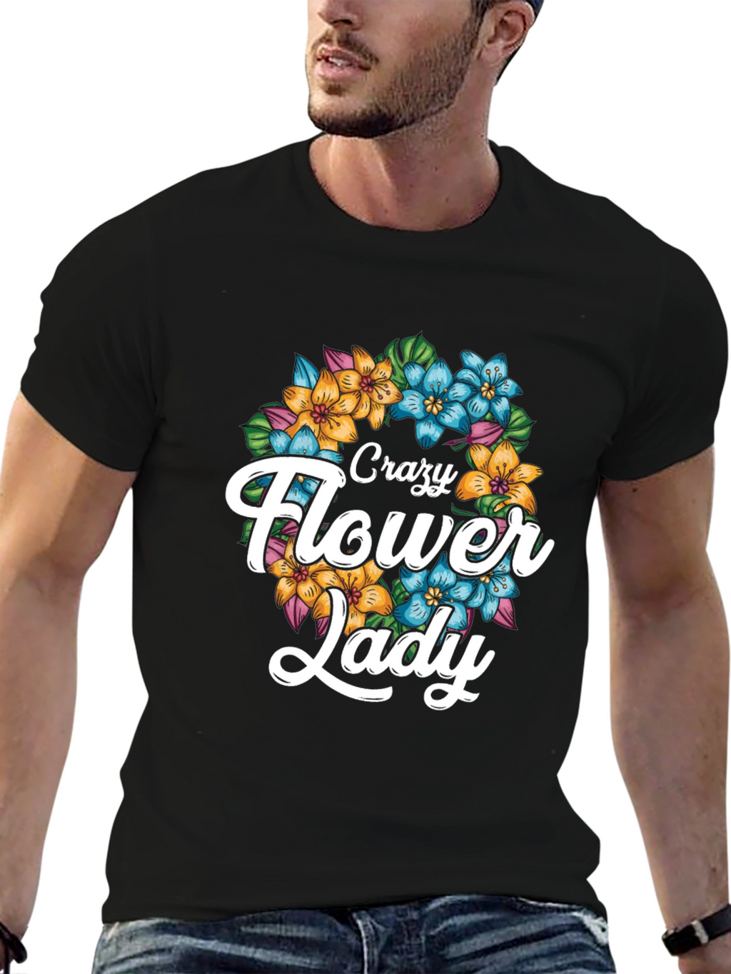 Crazy Flower Lady Graphic Tee