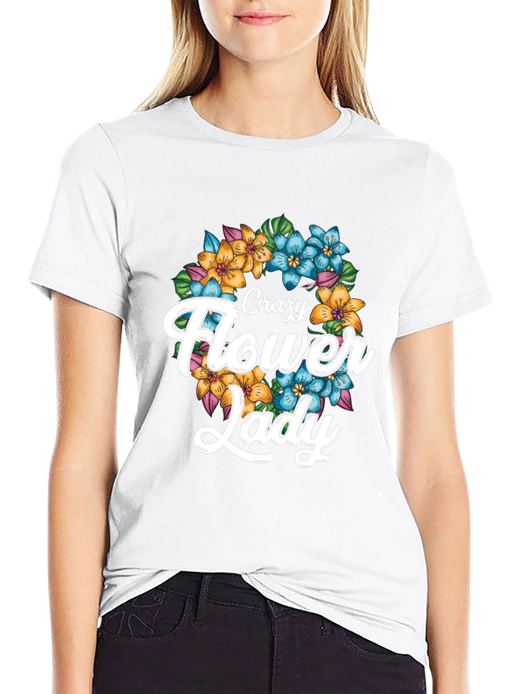 Crazy Flower Lady Graphic Tee